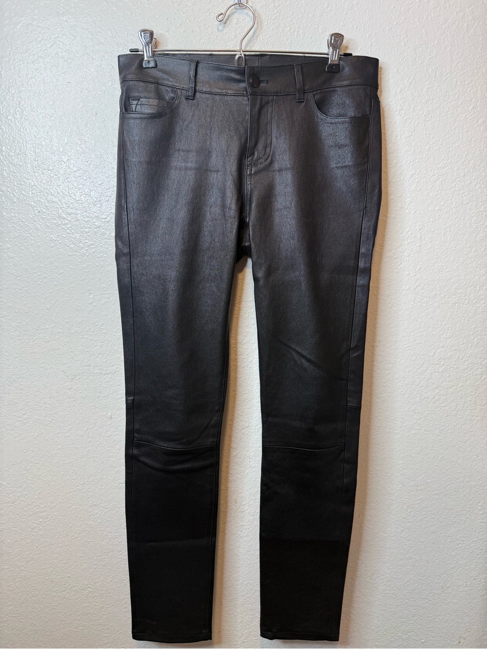 Vince Black Leather Skinny Pants *Waist Altered* Size 2/25 Moto Biker Goth